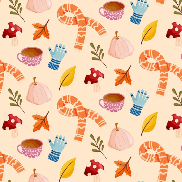 Diseño de patrón plano para la celebración de la temporada de otoño