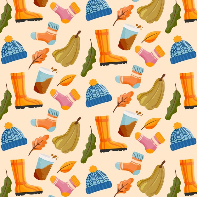 Diseño de patrón plano para la celebración de la temporada de otoño