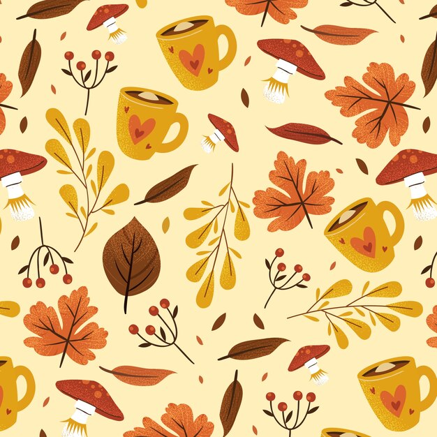 Diseño de patrón plano para la celebración de la temporada de otoño