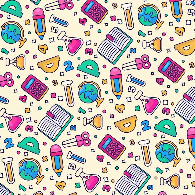 Diseño de patrón plano para el evento de regreso a la escuela