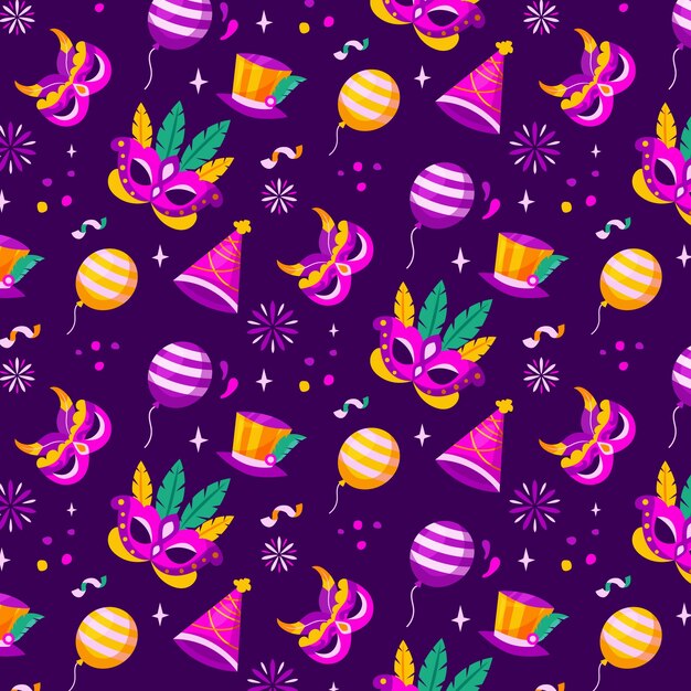 Diseño de patrón plano para el festival de Mardi Gras