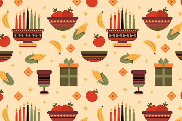 Vector gratuito diseño de patrón plano kwanzaa