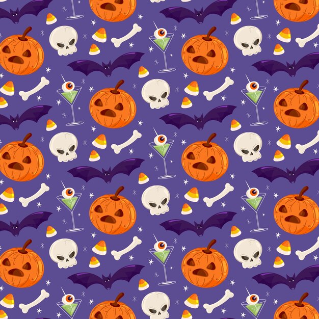 Diseño de patrón plano para la temporada de halloween.