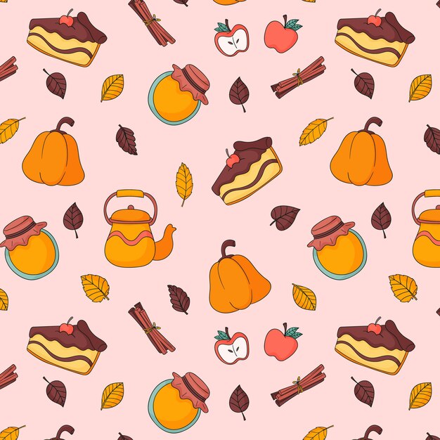 Diseño de patrón plano para la temporada de otoño.