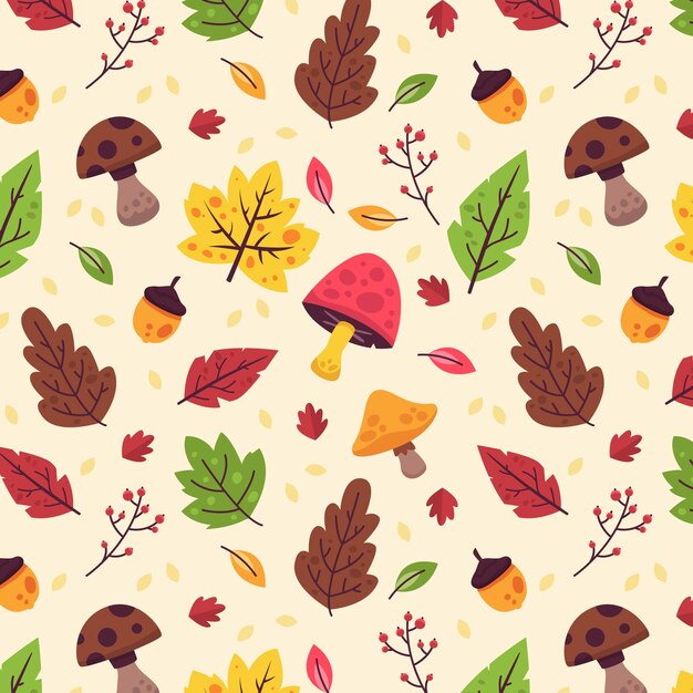 Diseño de patrón plano para la temporada de otoño
