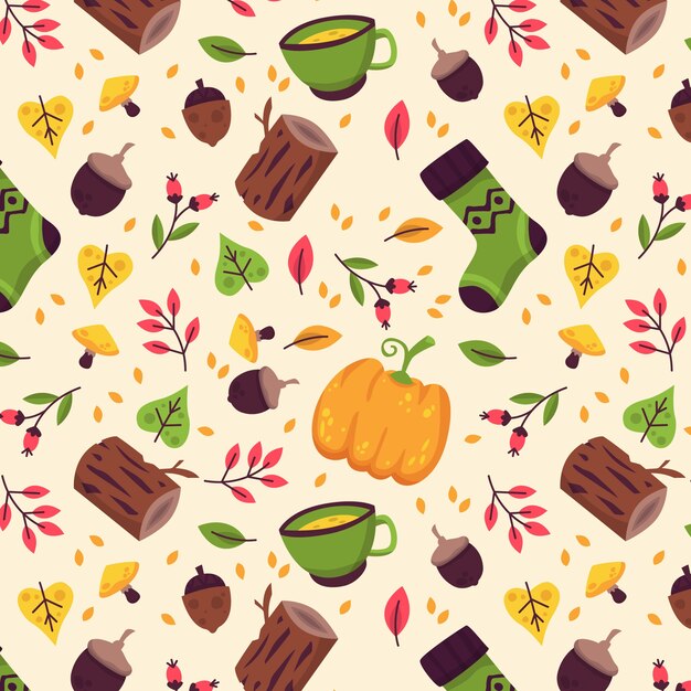 Diseño de patrón plano para la temporada de otoño