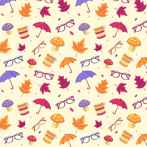 Diseño de patrón plano para la temporada de otoño