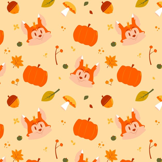 Diseño de patrón plano para la temporada de otoño