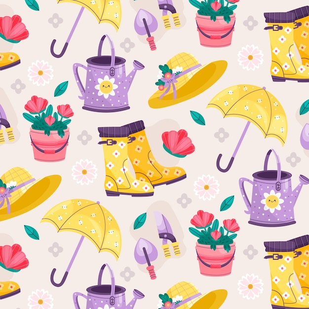 Diseño de patrón plano para la temporada de primavera.