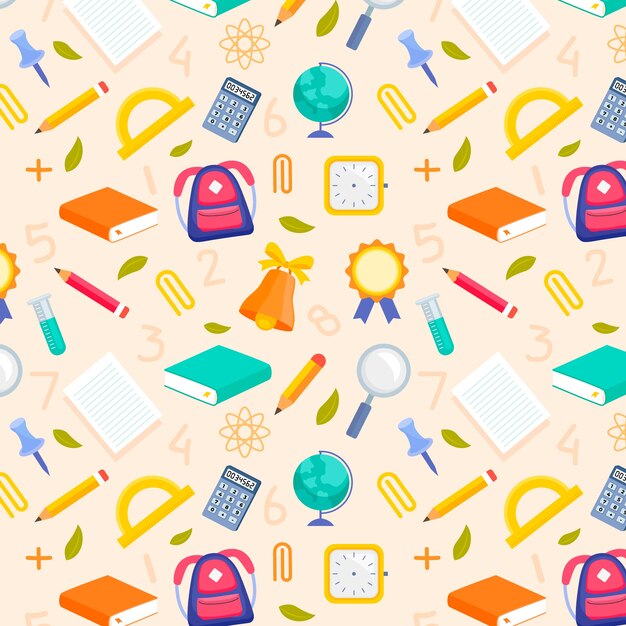 Diseño de patrón plano para la temporada de regreso a la escuela