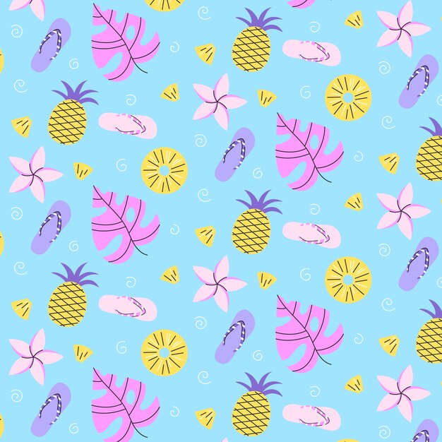 Diseño de patrón plano de verano en colores pastel