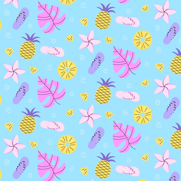 Diseño de patrón plano de verano en colores pastel