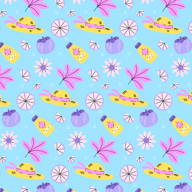 Diseño de patrón plano de verano en colores pastel