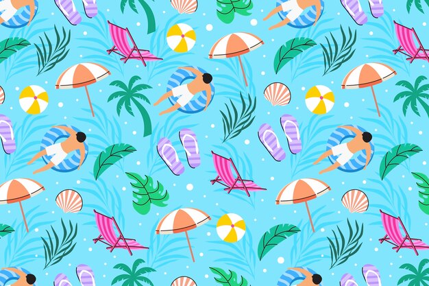 Diseño de patrón plano de verano en colores pastel