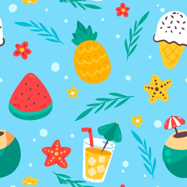 Diseño de patrón plano para el verano.