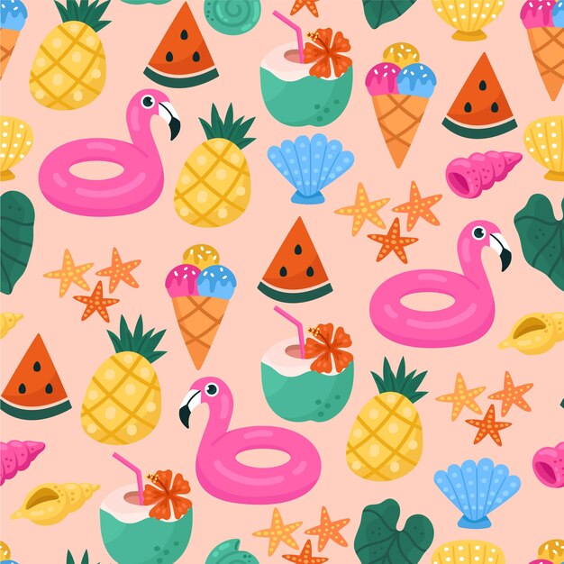 Diseño de patrón plano para el verano.