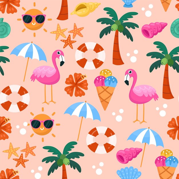 Diseño de patrón plano para el verano.