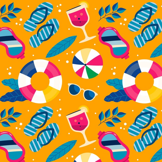 Diseño de patrón plano para el verano.