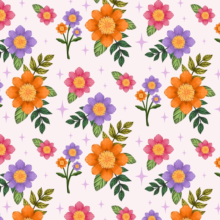 Vector gratuito diseño de patrón de primavera floral acuarela