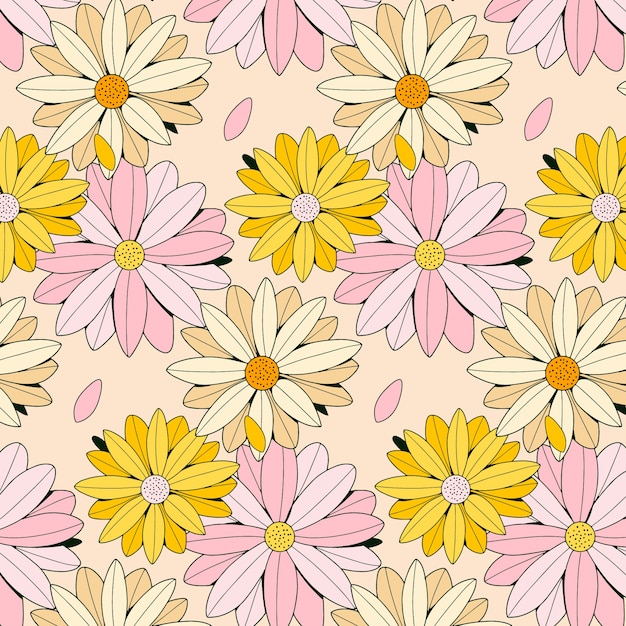 Vector gratuito diseño de patrón de primavera floral dibujado a mano