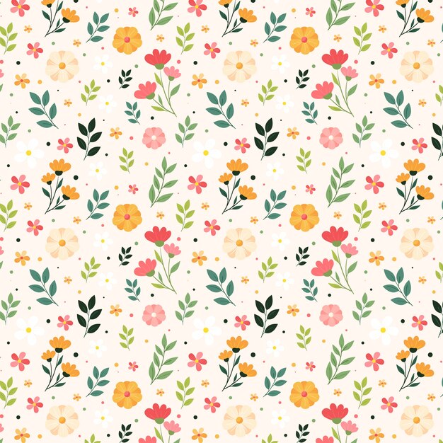 Diseño de patrón de primavera floral plana