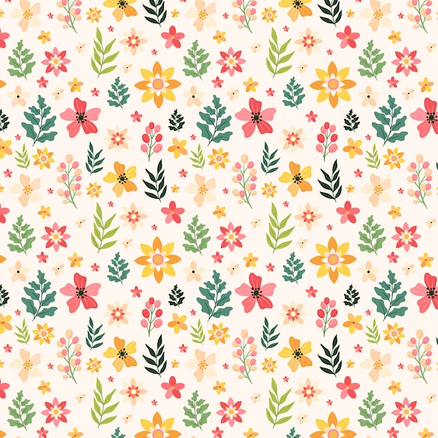 Diseño de patrón de primavera floral plana