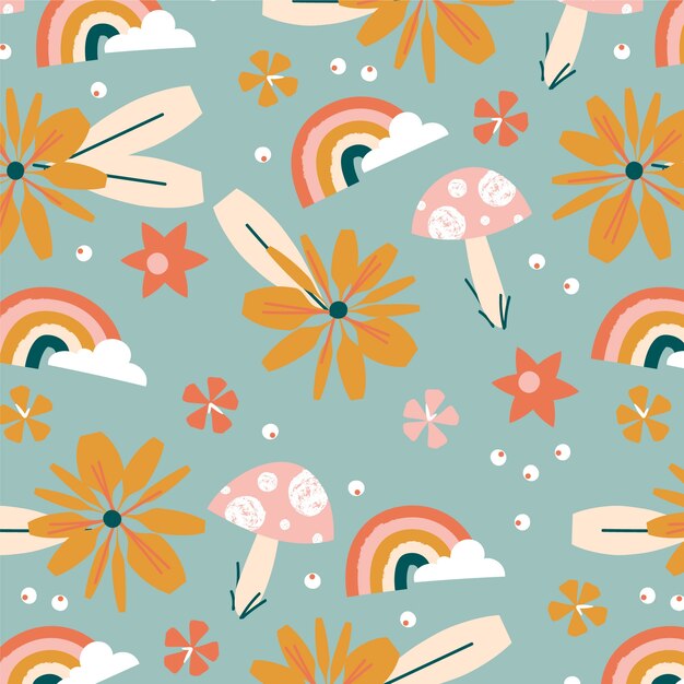 Diseño de patrón de primavera floral plana