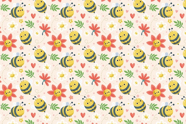 Vector gratuito diseño de patrón de primavera floral plana