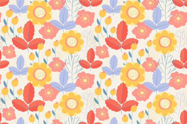 Diseño de patrón de primavera floral plana