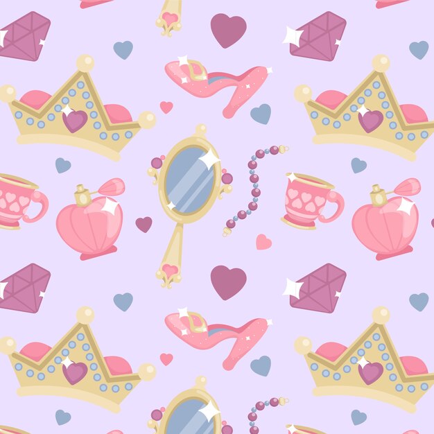 Diseño de patrón de princesa dibujado a mano