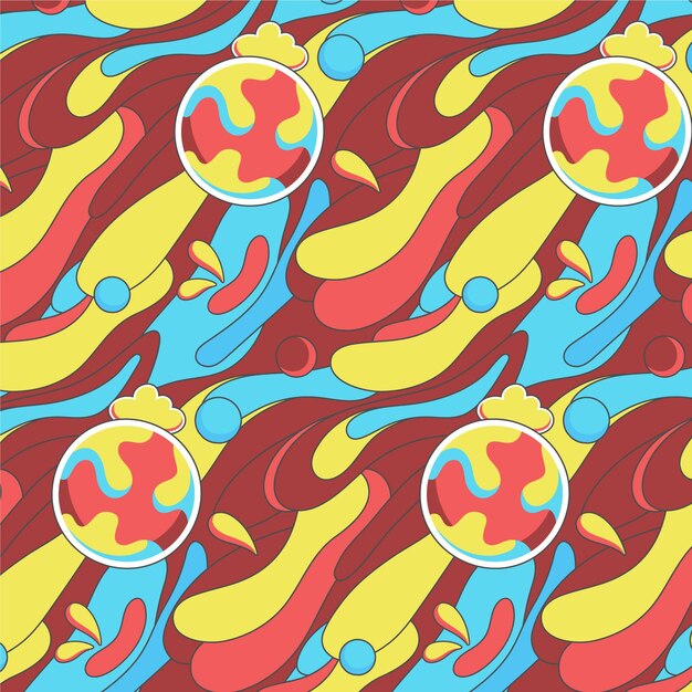 Diseño de patrón psicodélico maravilloso dibujado a mano