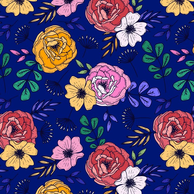 Diseño de patrón de resorte dibujado a mano