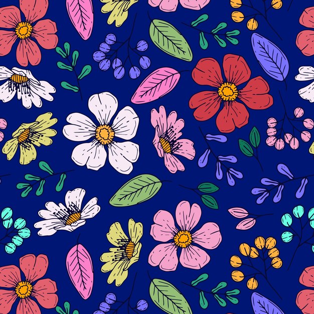 Diseño de patrón de resorte dibujado a mano