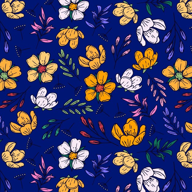 Diseño de patrón de resorte dibujado a mano