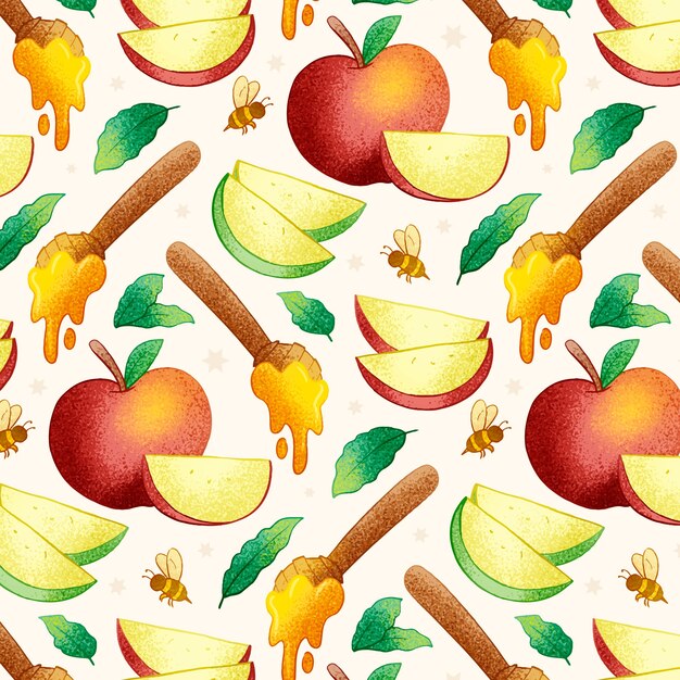 Diseño de patrón de rosh hashaná dibujado a mano