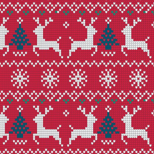 Diseño de patrón de suéter plano y feo para la celebración de la temporada navideña con renos