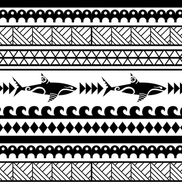 Diseño de patrón de tatuaje maorí dibujado a mano