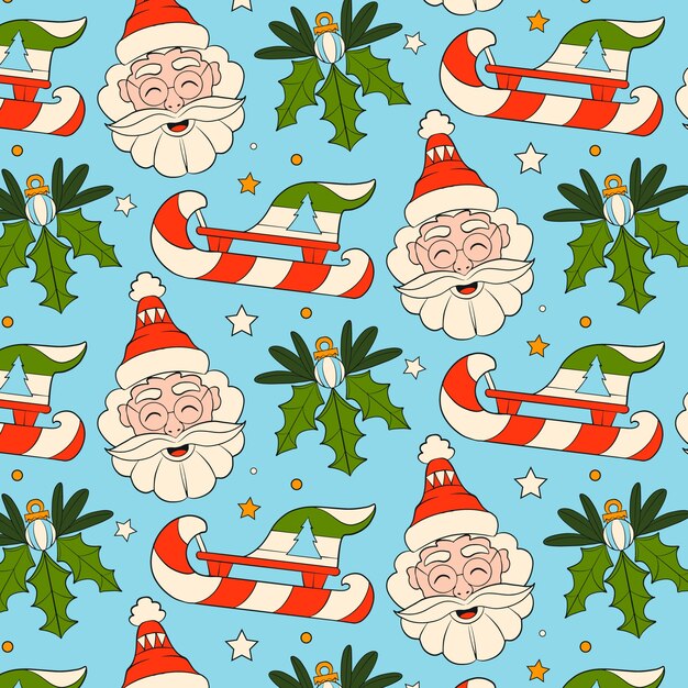 Diseño de patrón de temporada de navidad dibujado a mano
