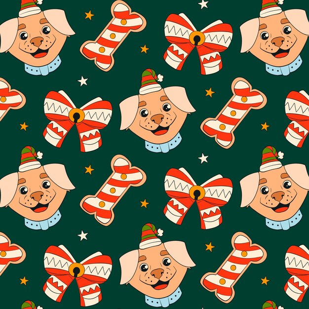 Diseño de patrón de temporada de navidad dibujado a mano
