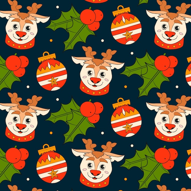 Diseño de patrón de temporada de navidad dibujado a mano