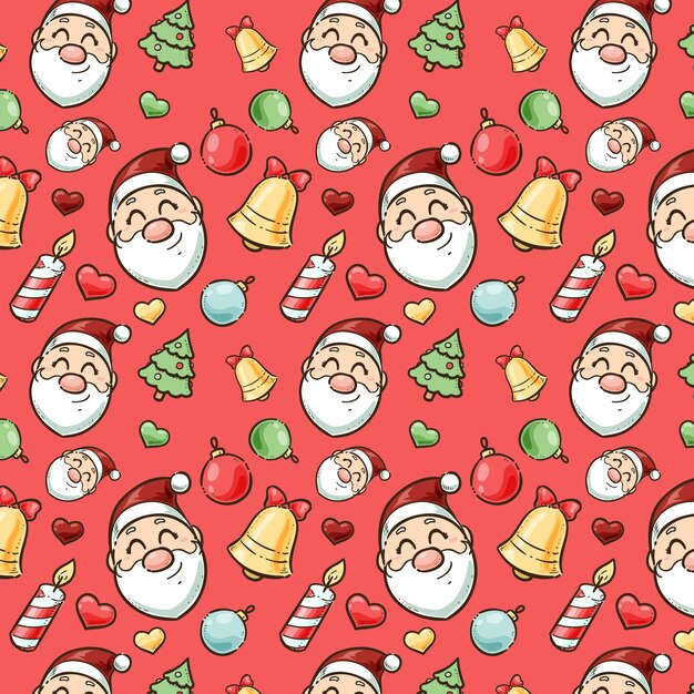 Diseño de patrón de temporada de navidad dibujado a mano