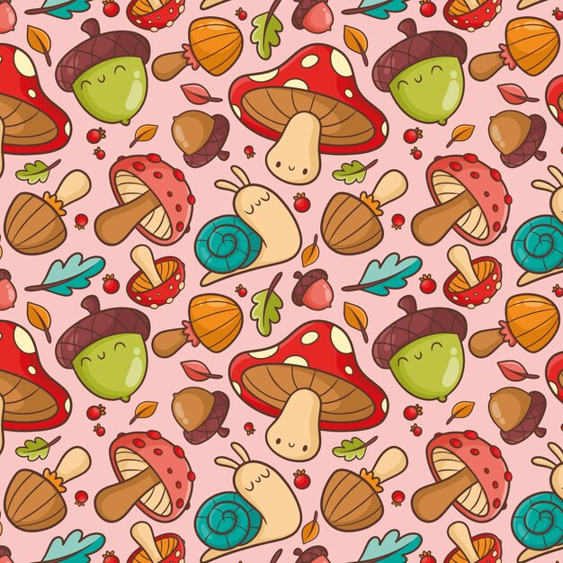 Diseño de patrón de temporada de otoño dibujado a mano