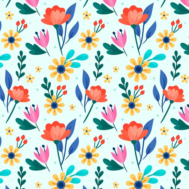 Diseño de patrón de tiempo de primavera plano.