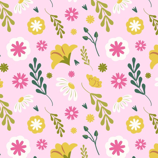 Diseño de patrón de tiempo de primavera plano.