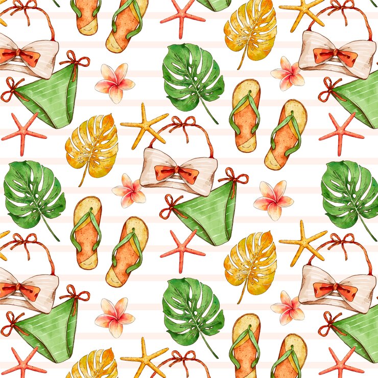 Vector gratuito diseño de patrón de verano de acuarela