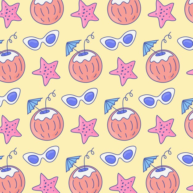 Diseño de patrón de verano dibujado a mano