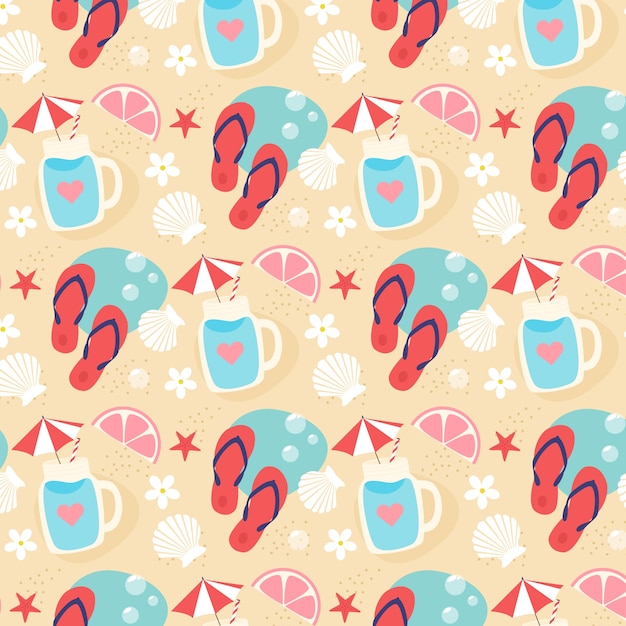 Diseño de patrón de verano dibujado a mano