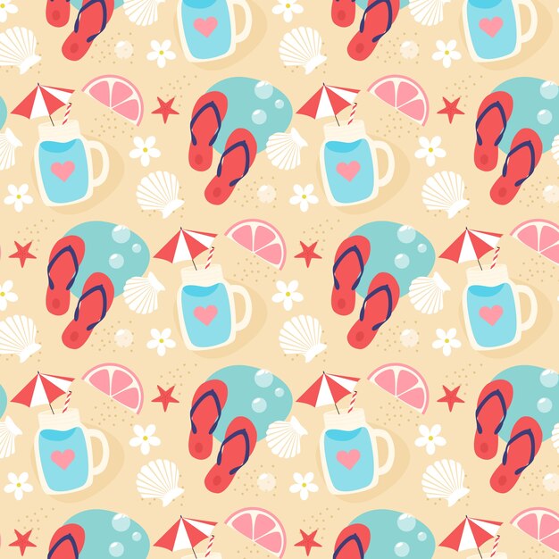 Diseño de patrón de verano dibujado a mano