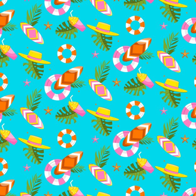 Diseño de patrón de verano dibujado a mano
