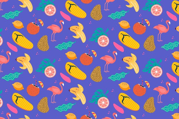 Diseño de patrón de verano dibujado a mano